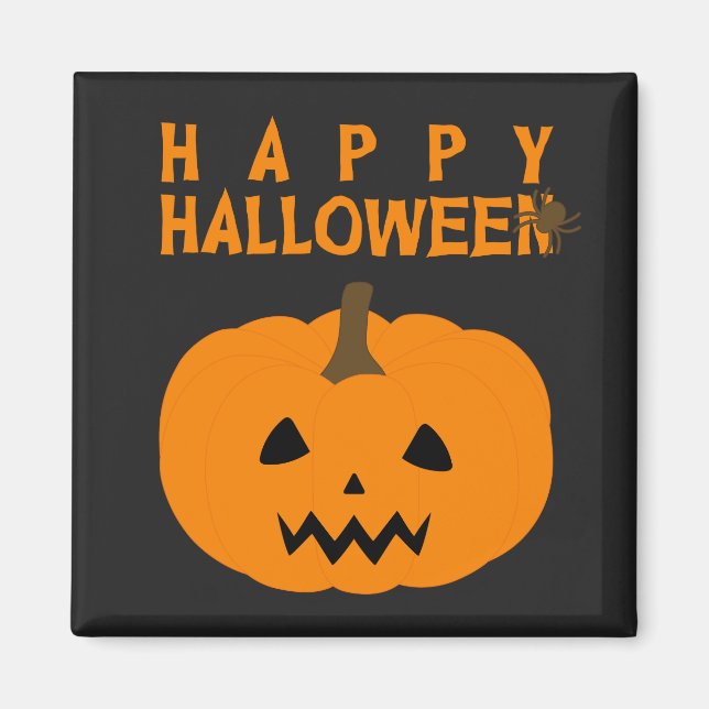 Happy halloween Text och Pumpkin på Black Magnet (Framsidan)