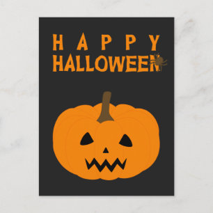 happy halloween Text och Pumpkin på det svarta vyk Vykort