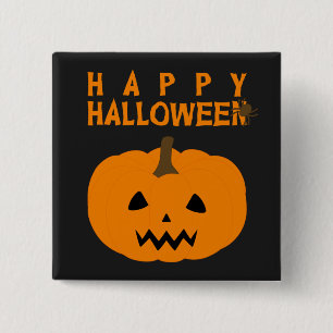 Happy halloween Text och Pumpkin på Svart knapp