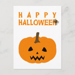 Happy halloween Text och Pumpkin på Vita vykort
