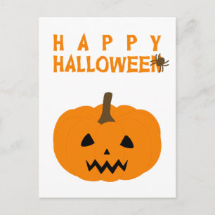 Happy halloween Text och Pumpkin på Vita vykort