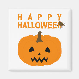 Happy halloween Text och Pumpkin på White Magnet