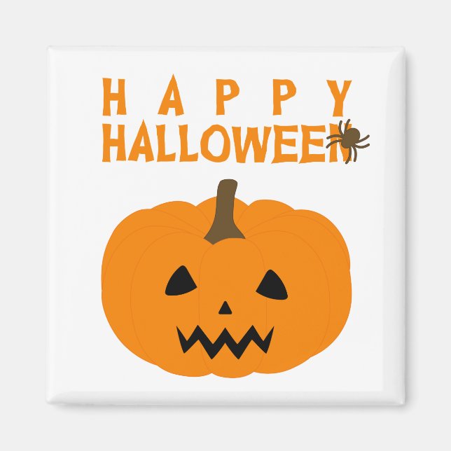 Happy halloween Text och Pumpkin på White Magnet (Framsidan)