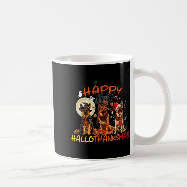 Happy Halloween Thanksgiving Christmas German Shep Kaffemugg (Höger)