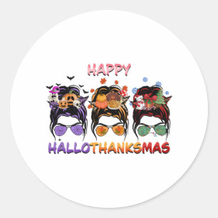 happy halloween thanksgiving christmas-soporna runt klistermärke