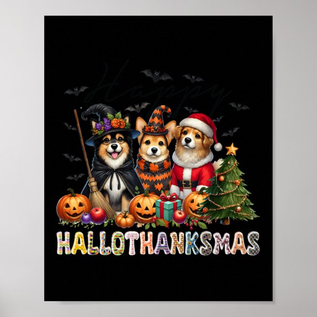 Happy halloween Thanksgiving - Hundälskare vid jul Poster (Framsidan)