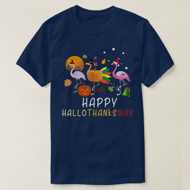 Happy halloween Thanksgiving jul Flamingo Pu T Shirt (Design framsida)