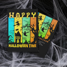Happy halloween Time Witch House Ghost Cemetery Inbjudningar