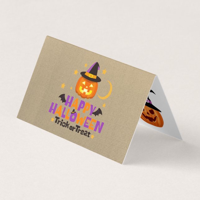 Happy halloween Tiny Cards Bus eller godis Visitkort (Framsida)