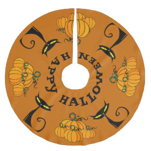 Happy halloween Träd Skirt Julgransmatta Borstad Polyester