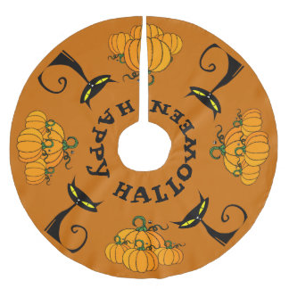 Happy halloween Träd Skirt Julgransmatta Borstad Polyester