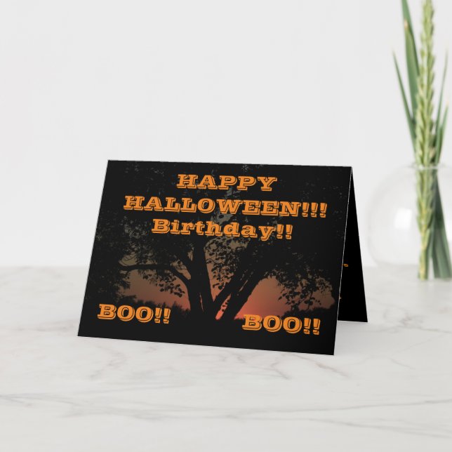 Happy Halloween Tree Greeting Card Kort (Framsida)