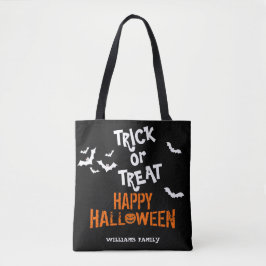 Happy halloween Typografi Bus eller godis Tygkasse