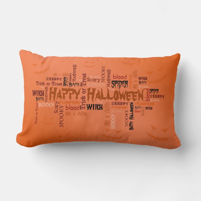 Happy halloween Typografi Lumbarkudde (Framsida)