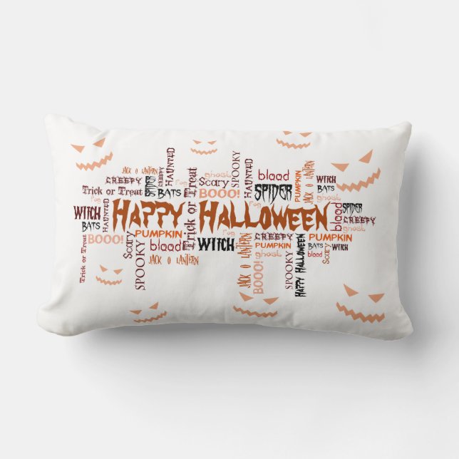 Happy halloween Typografi Lumbarkudde (Framsida)