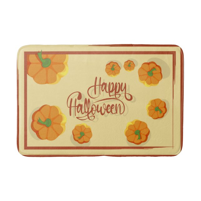 Happy halloween-typografi med frammatningskort badrumsmatta (Framsidan)