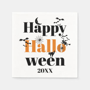Happy halloween-typografi med vintage inslag pappersservett