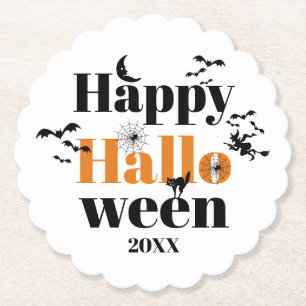 Happy halloween-typografi med vintage inslag underlägg papper