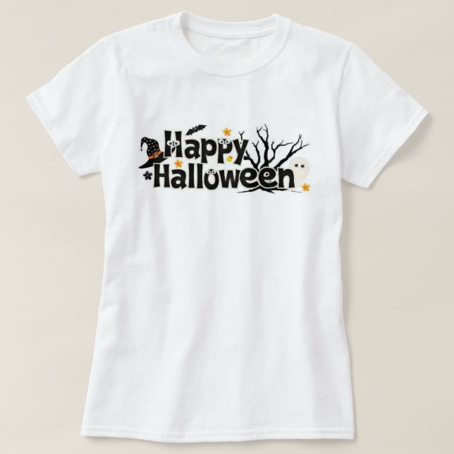 Happy halloween Typografi T Shirt (Design framsida)