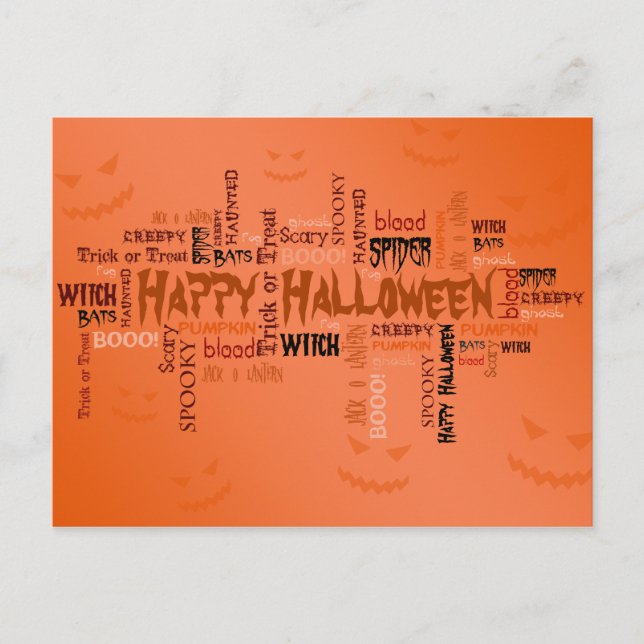 Happy halloween Typografi Vykort (Framsida)