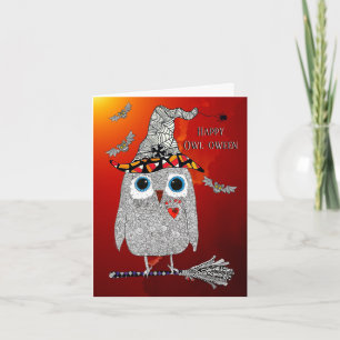 Happy halloween Uggla om ett hälsningskort för rum Kort
