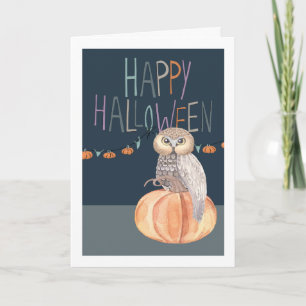 Happy halloween Uggla på Pumpkin Kort