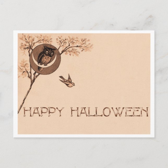 happy halloween Uggla Vykort (Framsida)