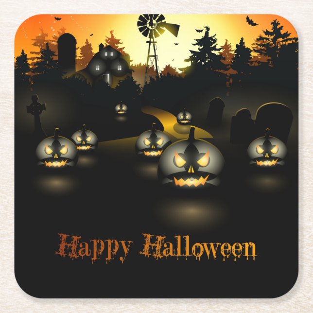 Happy halloween underlägg papper kvadrat (Framsidan)