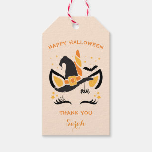 happy halloween Unicorn Witch Presentetikett