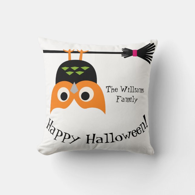 Happy halloween uppströms nedströms Uggla med rums Kudde (Framsida)