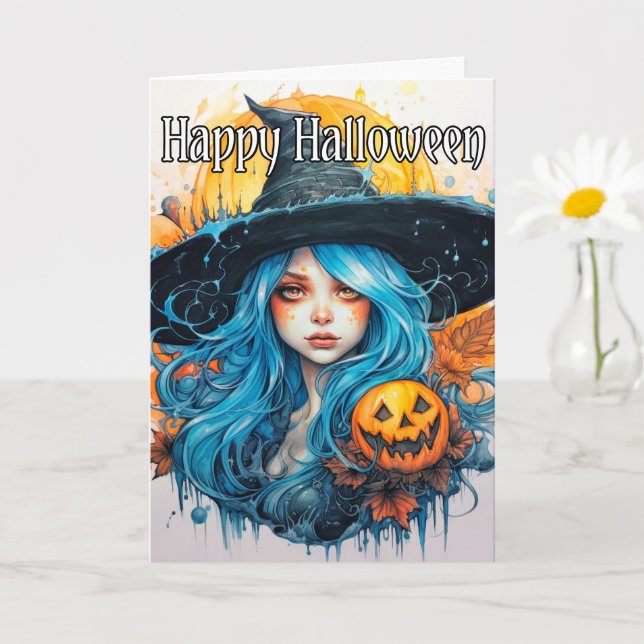 Happy halloween | Vackert hösten Witch Kort (Liten växt)