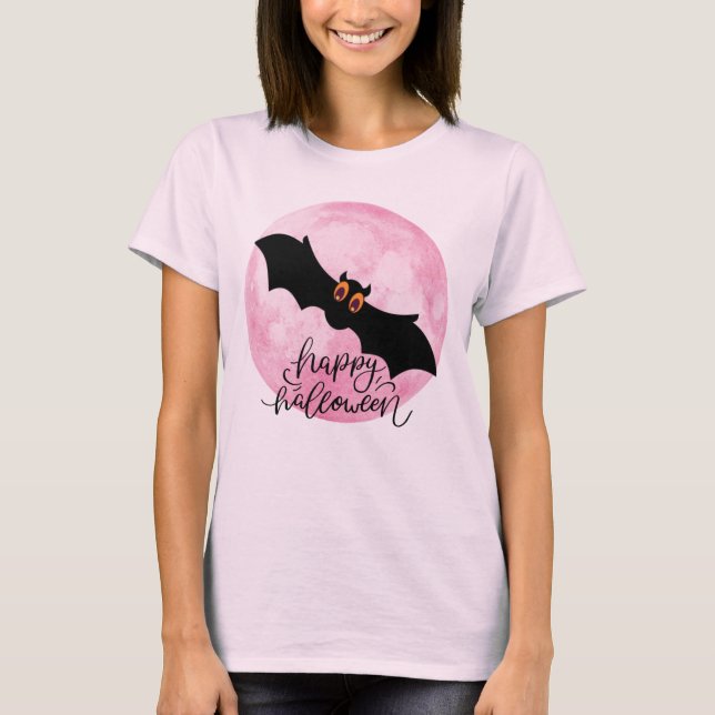 Happy halloween Vampire Fladdermus T Shirt (Framsida)