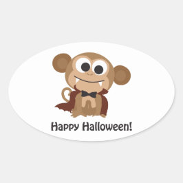 Happy halloween! Vampire Monkey Ovalt Klistermärke