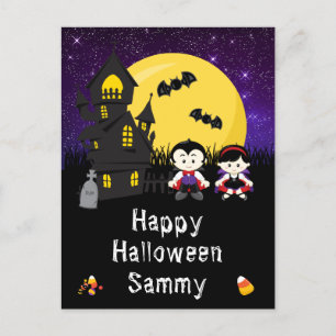 Happy halloween Vampres Lila Helg Vykort