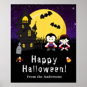 Happy halloween Vampres Lila Party Sign Poster