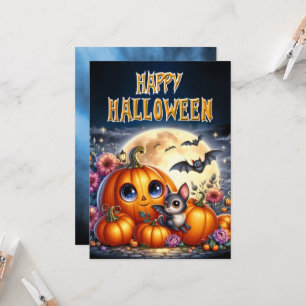 Happy halloween-vänligt Jack-O-Lantern-kort Inbjudningar