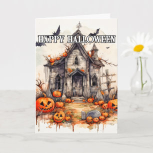Happy halloween Vattnad hemstad Kort