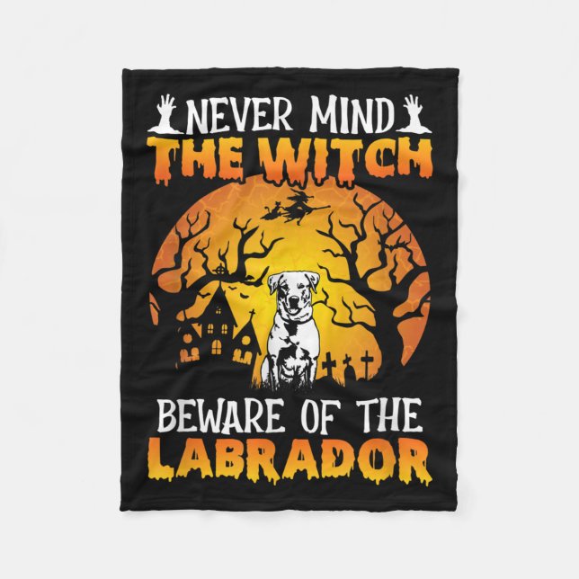 Happy Halloween Vibes Decor Beware Of The Labrador Fleecefilt (Framsidan)