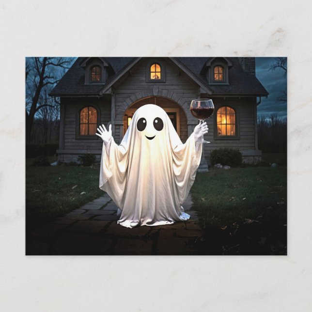 Happy halloween Vin Ghost Cute Helg Vykort (Framsida)