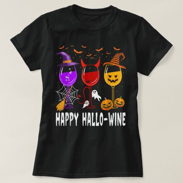 Happy halloween Vin Glasat Witch Pumpkin Costume T Shirt (Design framsida)