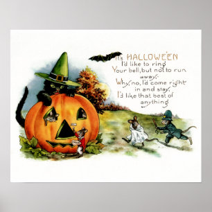 Happy halloween Vintage Halloween vykort Art Poster