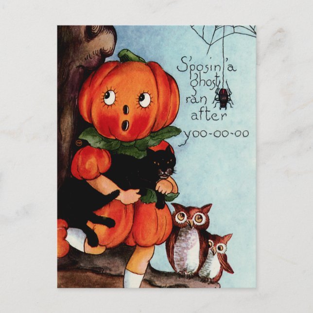 happy halloween Vintage Illustration Vykort (Framsida)