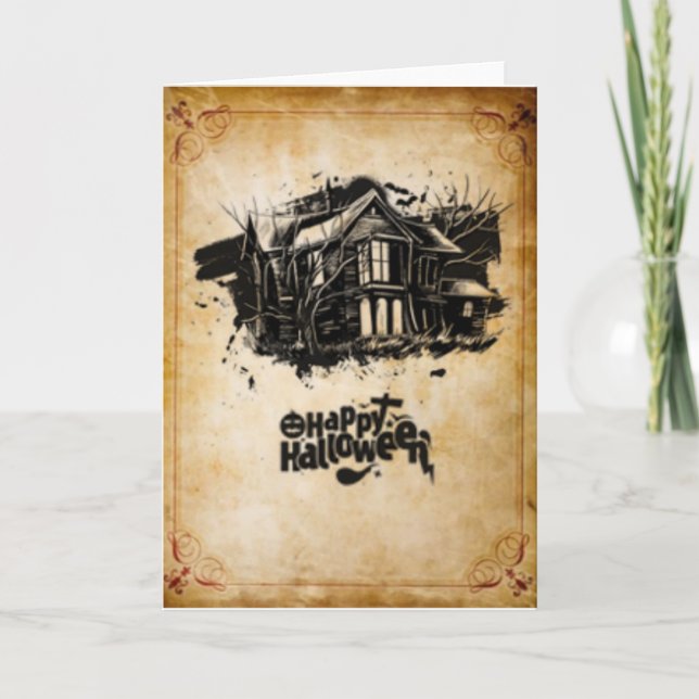 Happy halloween vintage kort (Framsida)