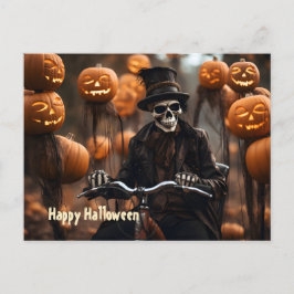 Happy halloween vintage Skeleton, modern cykel Vykort