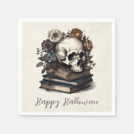 Happy halloween Vintage Skull Bokar Mörk Academia Pappersservett