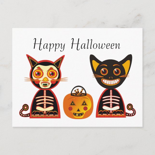 happy halloween Vintage Stil Vykort (Framsida)