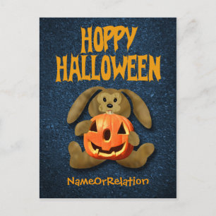 Happy halloween vycard Bunny Jack-o-Lantern Vykort