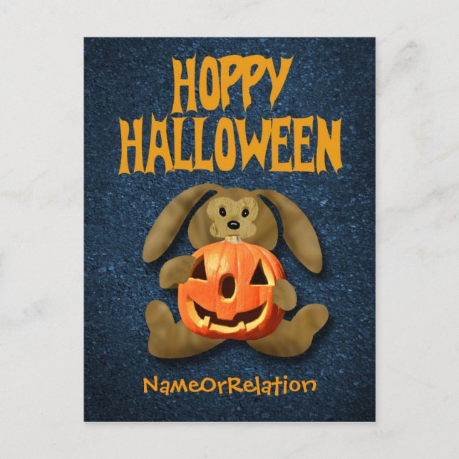 Happy halloween vycard Bunny Jack-o-Lantern Vykort (Framsida)