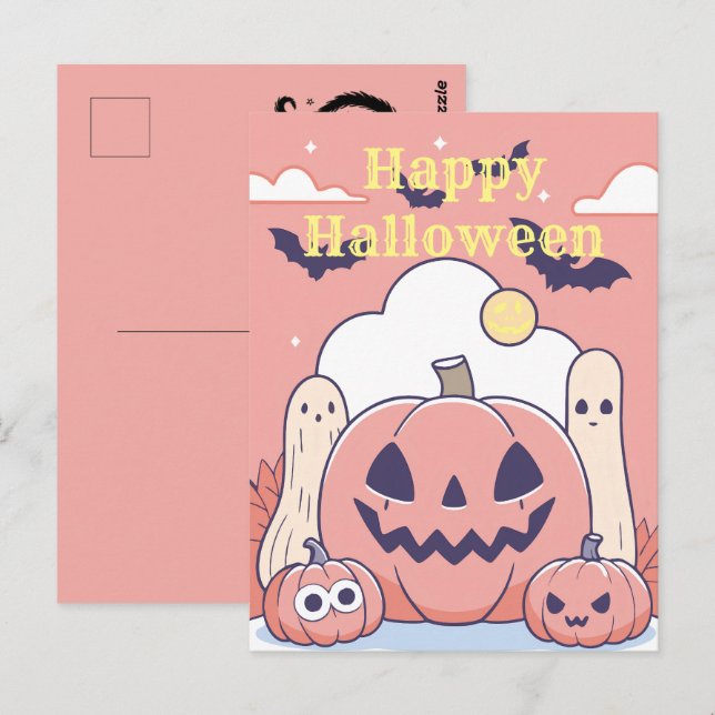 Happy halloween vykort (Fram/baksida)
