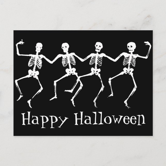 Happy halloween vykort med Dancing Skeletons (Framsida)